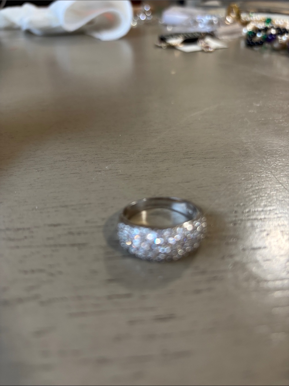 Nolan Miller Silver Pavé Crystal Dome Statement Ring - Picture 4 of 4